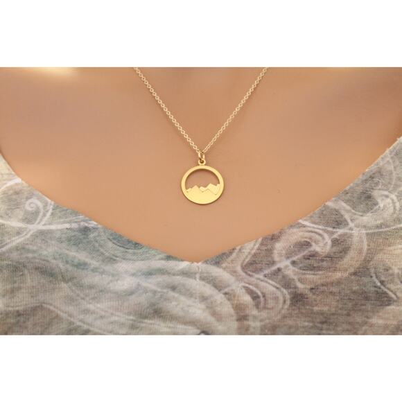 24K Gold Plated Openwork Mountain Necklace